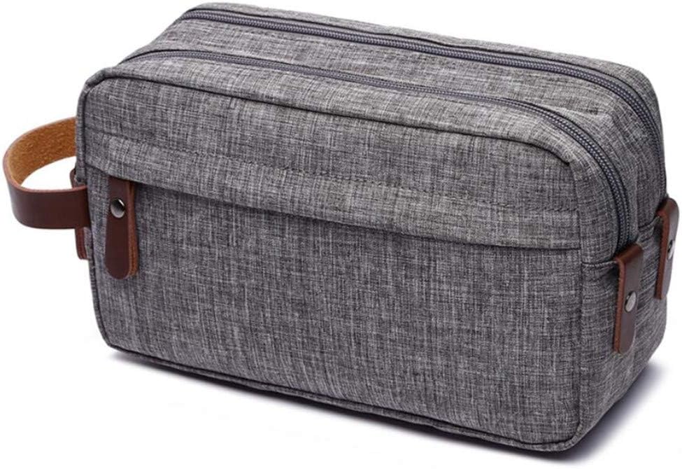 Tumecos Men’s Toiletry Bag Leather Waxed Canvas Shaving Dopp Kit Travel Accessories Organizer Bag