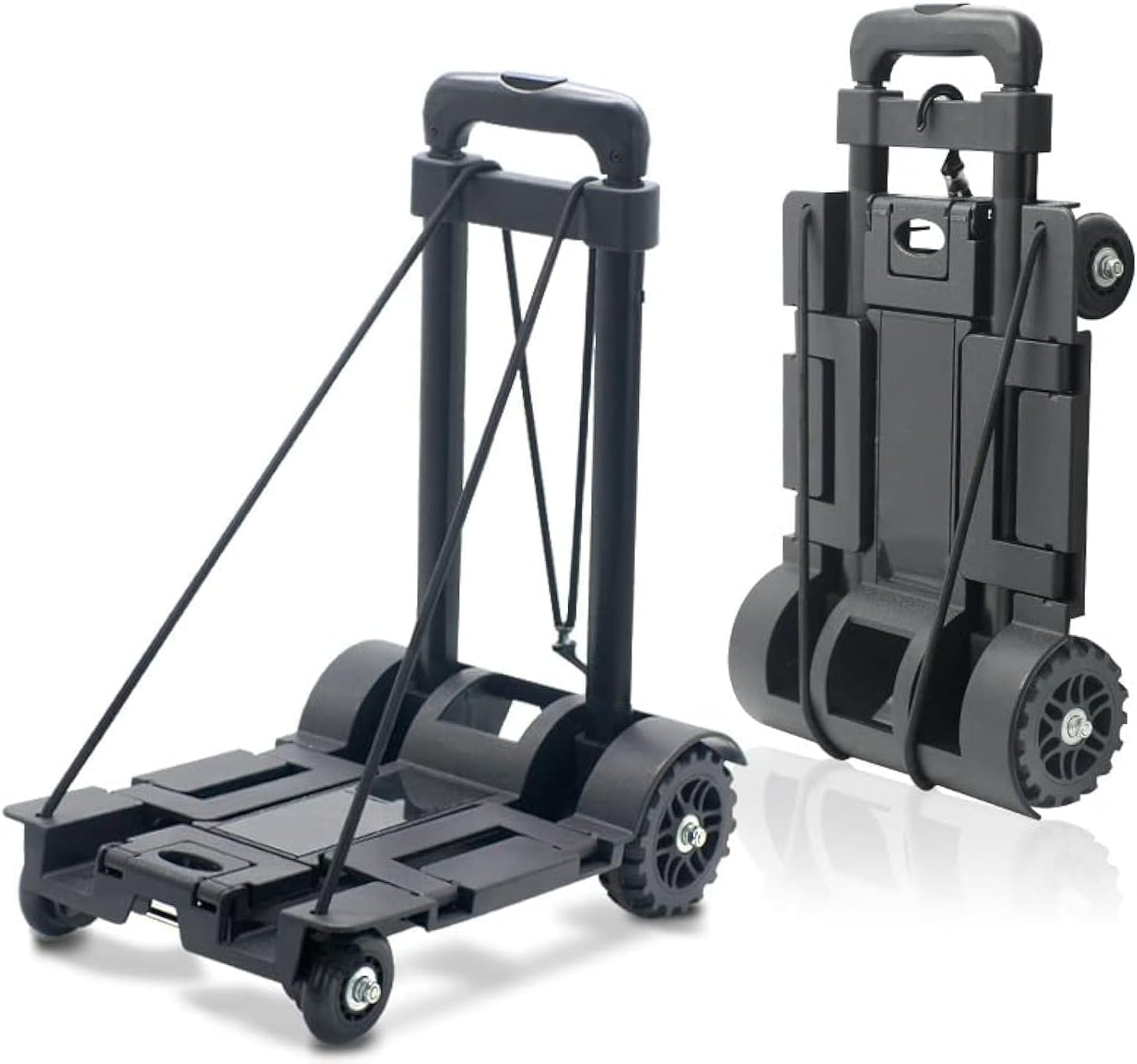 Foldable Plastic Folding Cart Lightweight Folding Shopping Trolley Mini Luggage Hand Truck for Travel Shopping Moving Office Use (4-Wheels)