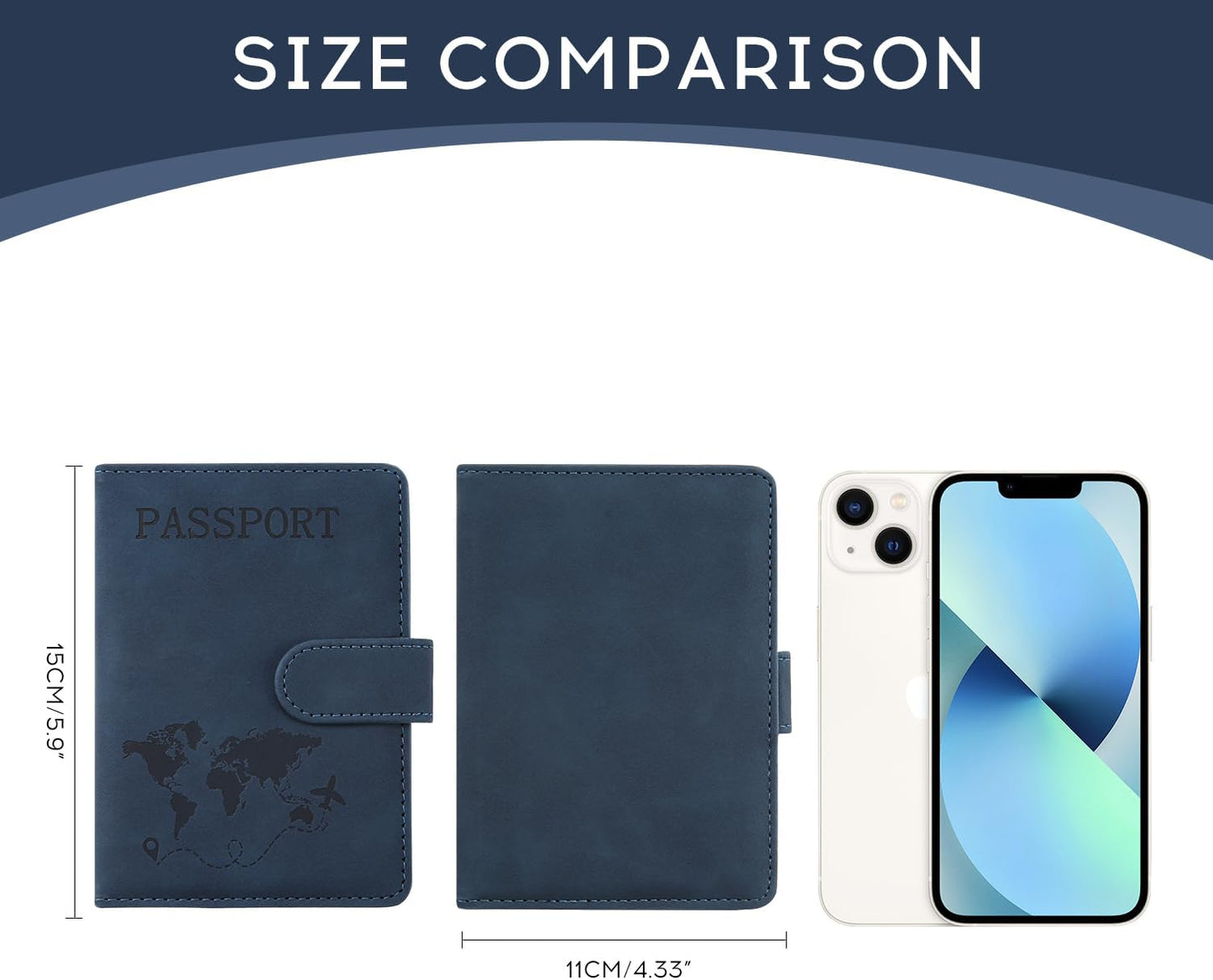 ILIYAH-Passport Cover-Passport Holder Travel Wallet-RFID Blocking Passport Case Travel Accessories Card Holder Wallet Unisex Travel Gifts(Navy)