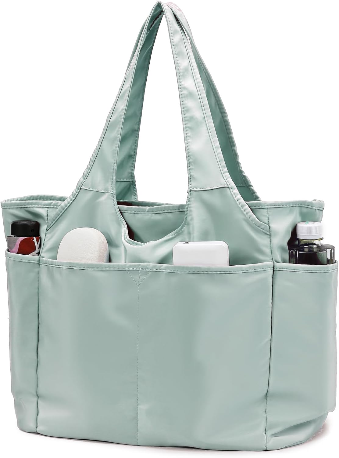 SOYMWIN Tote Bag for Women,Large Tote Bag with Compartments and Multiple Pockets,Quilted Shoulder Bag for Travel Work Sports