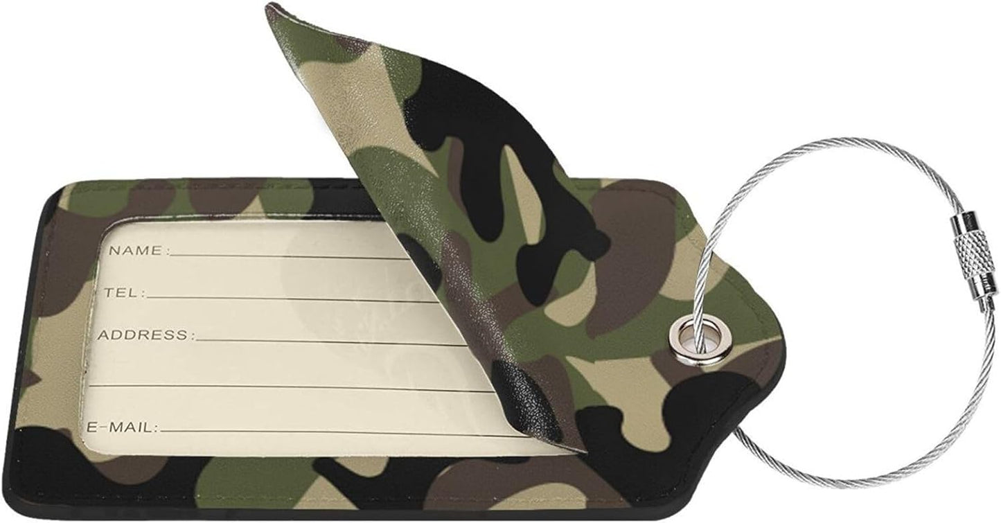 2 Pcs Camouflage Luggage Tag for Suitcases, Funny Camo Tags, Cruise Ship Essential Travel Gift for Men Women Couples, Army Military Birthday Party Decorations, Christmas Unique Ideas Gift