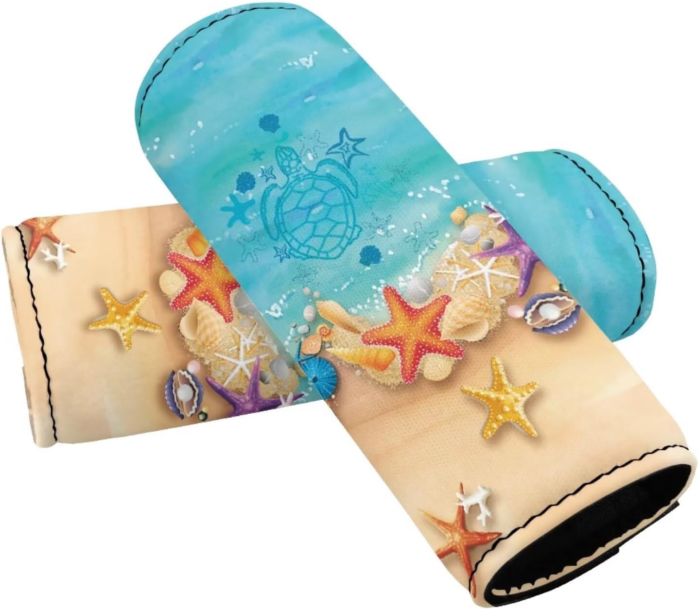 Beach Luggage Handle Wrap Set,2 Pcs Travel Accessories Set Luggage Identifiers for Suitcases Starfish Handle Cover and Travel Suitcase Trolley Case