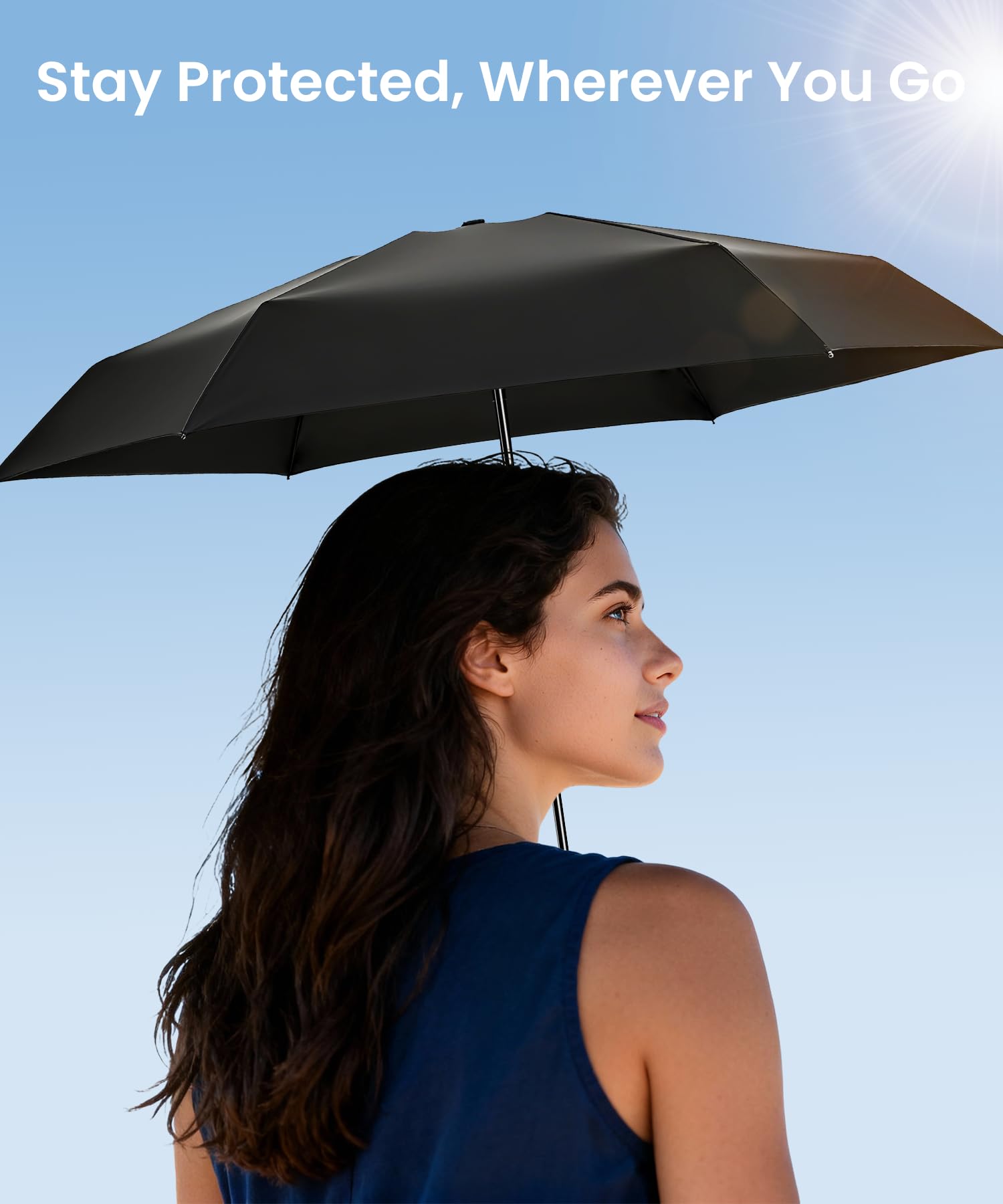 LMUGOOS 3 Pack Mini Travel Folding Umbrella,UPF 50+ UV Compact Portable Sun