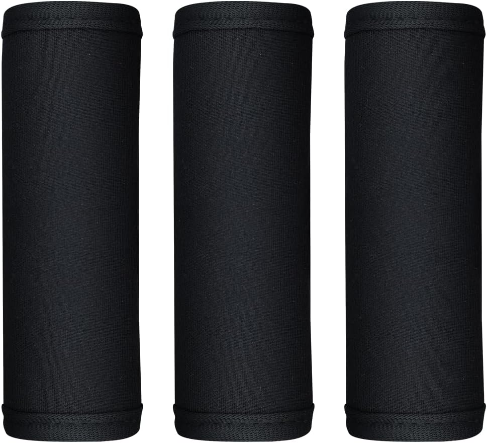 HEYSKAY 3pcs Neoprene Luggage Handle Wrap for Suitcase Identifier Travel Bag Wraps Luggage ID Tags Door Handle Sleeve Cover (Blackx3)