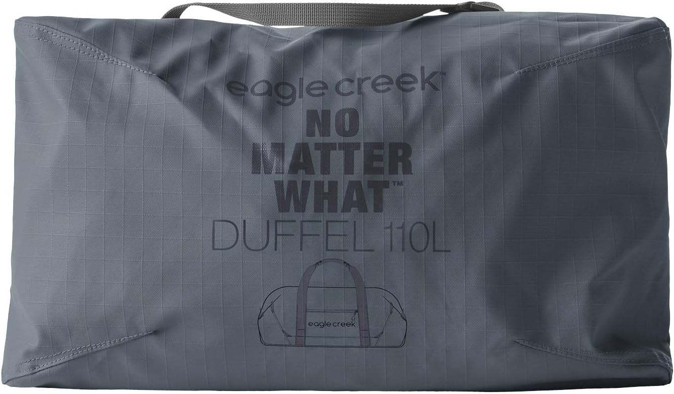Eagle Creek No Matter What Duffel Bag - Eco Friendly Duffel for Sustainable Travel - Adjustable Shoulder Strap - Multiple Carry Options - Easy to Store - Smoke - 110L