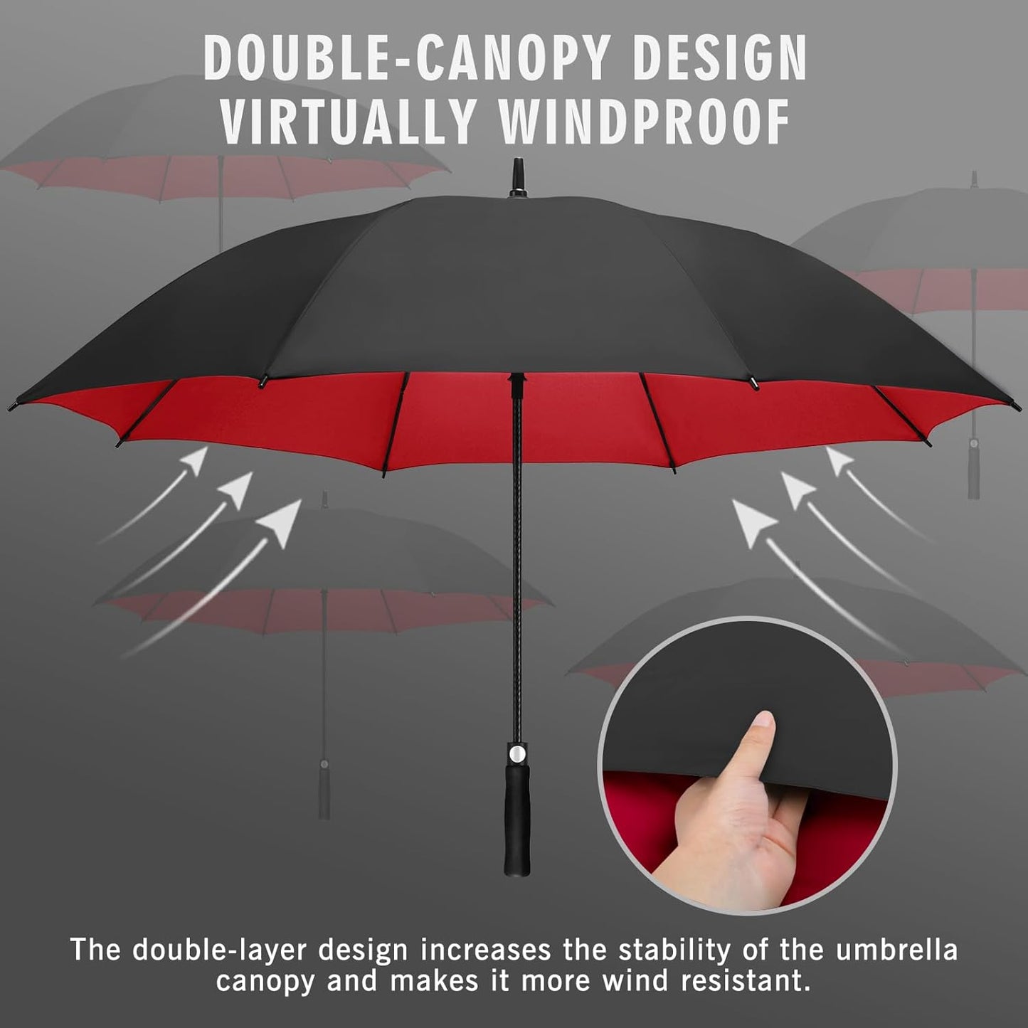 ZOMAKE Golf Umbrella Windproof, Extra Large Oversized Heavy Duty Double Canopy for Rain, Sports Games & Push Cart(51/54/62/68/72Inch)