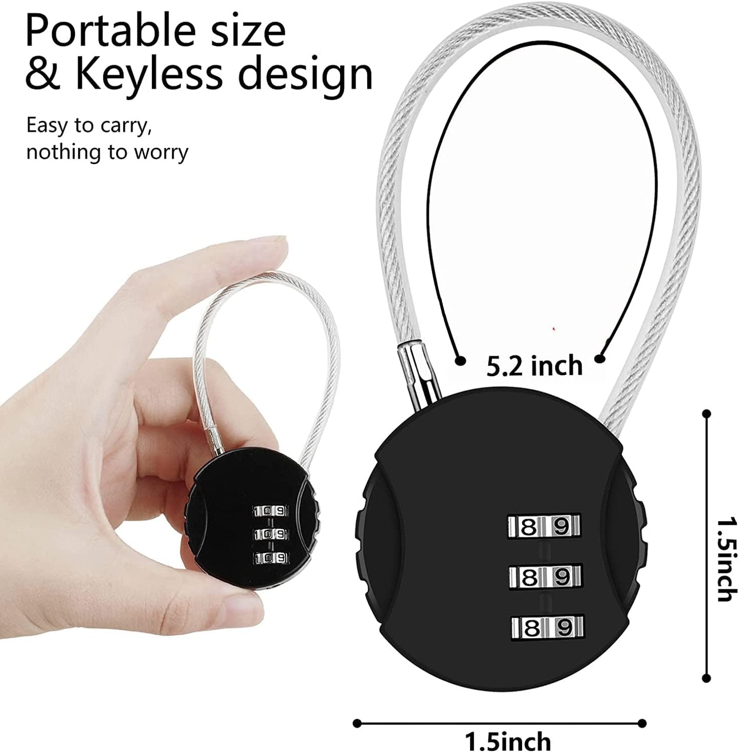 Combination Lock, 6 Pack Color Padlock, 3 Digit Mini Code Lock, Luggage Lock Bag Locks Gym Locks with Combination Code for Travel, Backpacks, Holiday Suitcase
