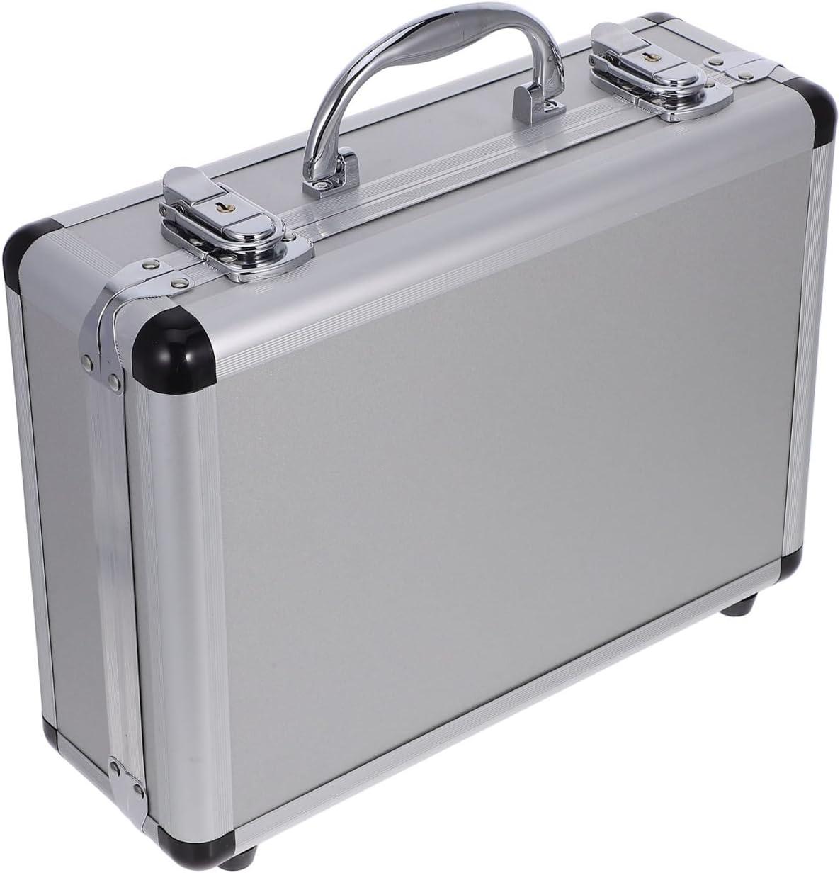 DOITOOL 12.5in Silver Aluminum Briefcase with Lock, Aluminum Briefcase for Men or Women, Metal Hard Case with Foam for Travelers Luggage Craftsman Travel Cash (12.5x9x4.3 Inch)
