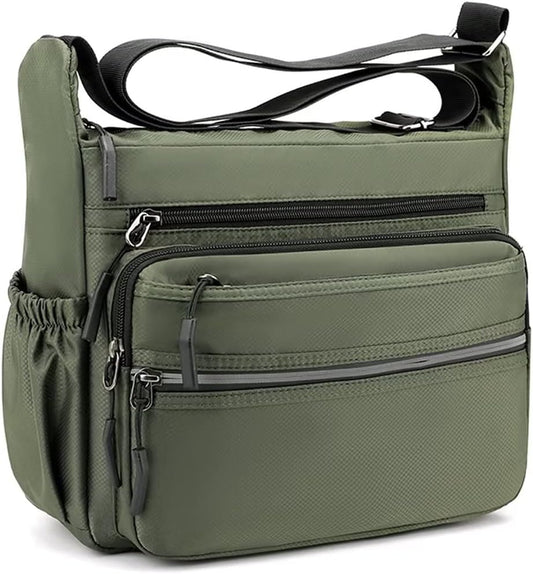 Mudono Messenger Bag for Men Nylon Waterproof Shoulder Bag Multi-pocket Crossbody Bag Daily Travel Bag Lightweight Satchel