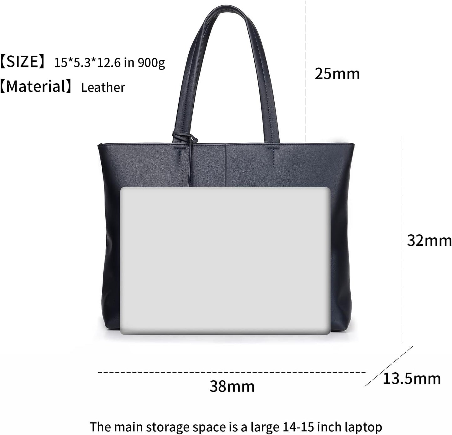 FSD.WG Men's Tote Bag,Business Bag, Leather Briefcase,Elegant Leather（PU）,Large Capacity,Black
