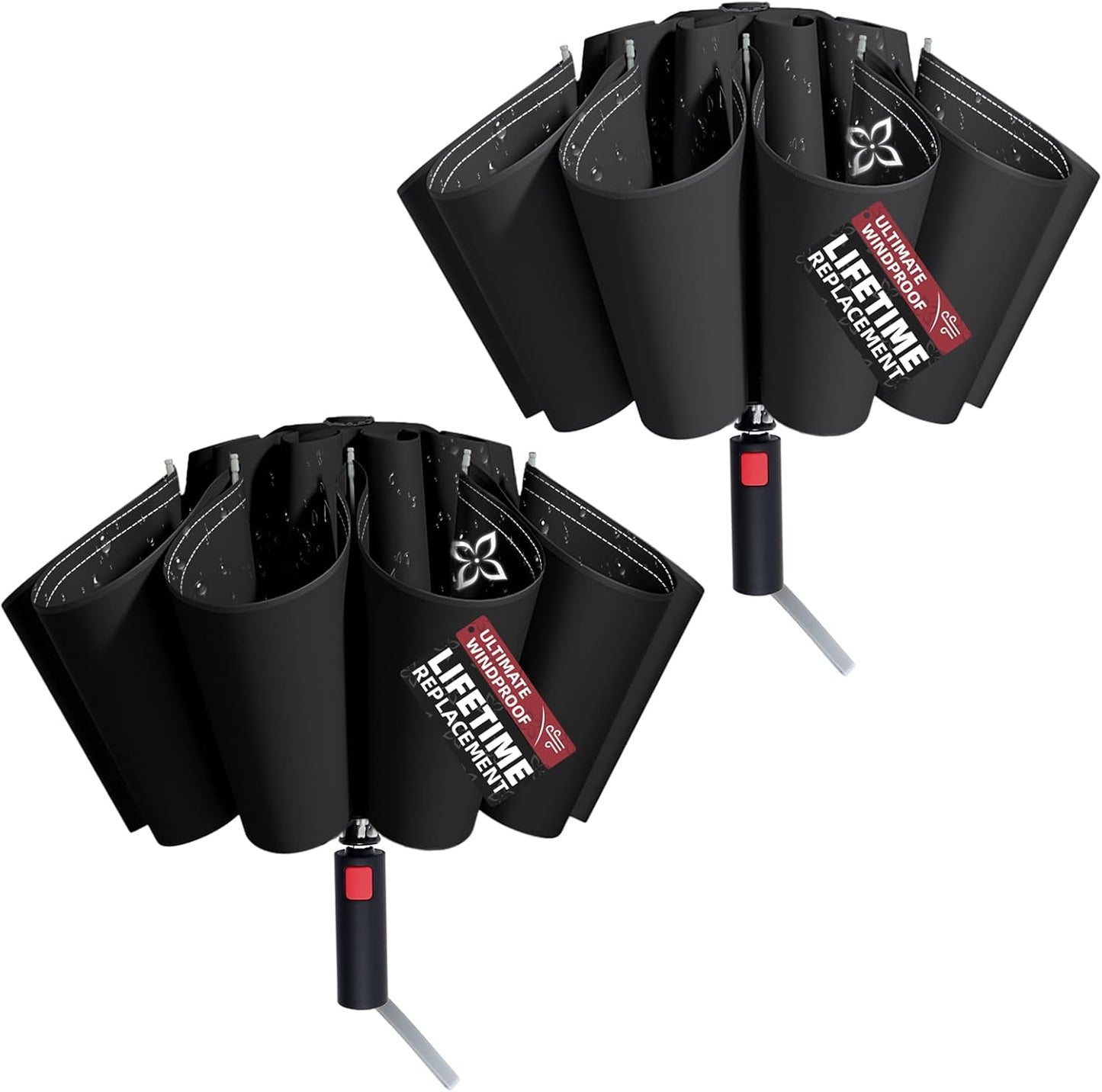 Large Travel Inverted Umbrella, 55" 10 Ribs Windproof for Rain & Sun, Reverse Auto open/close Compact Portable for Men, Reflective Thread for Night Safety