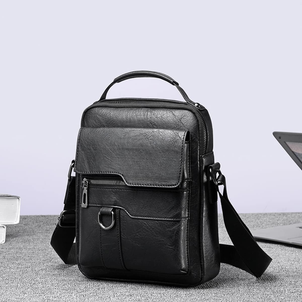 Vintage Genuine Leather Crossbody Bag for Men – Small Shoulder Satchel Handbag for Daily Use