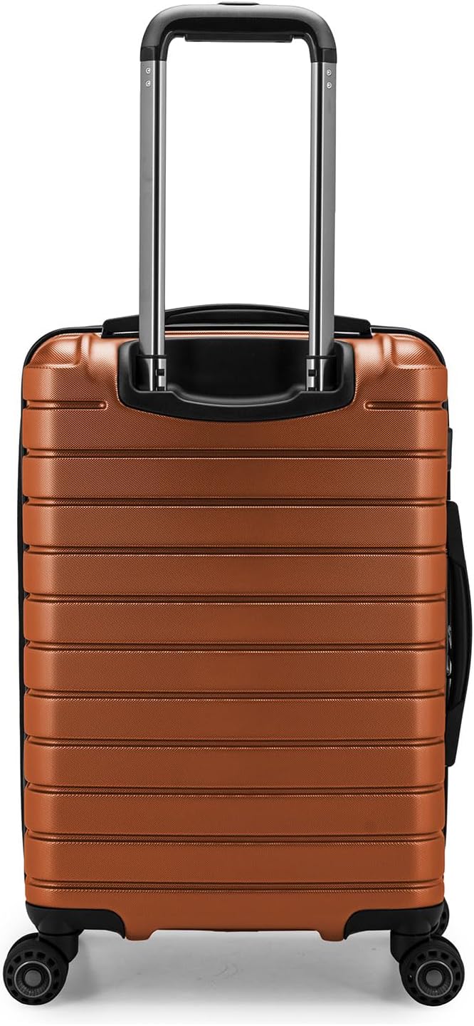 Traveler's Choice Archer Polycarbonate Hardside Spinner Luggage Set, Tie Down Straps, Orange, Carry-On 21-Inch