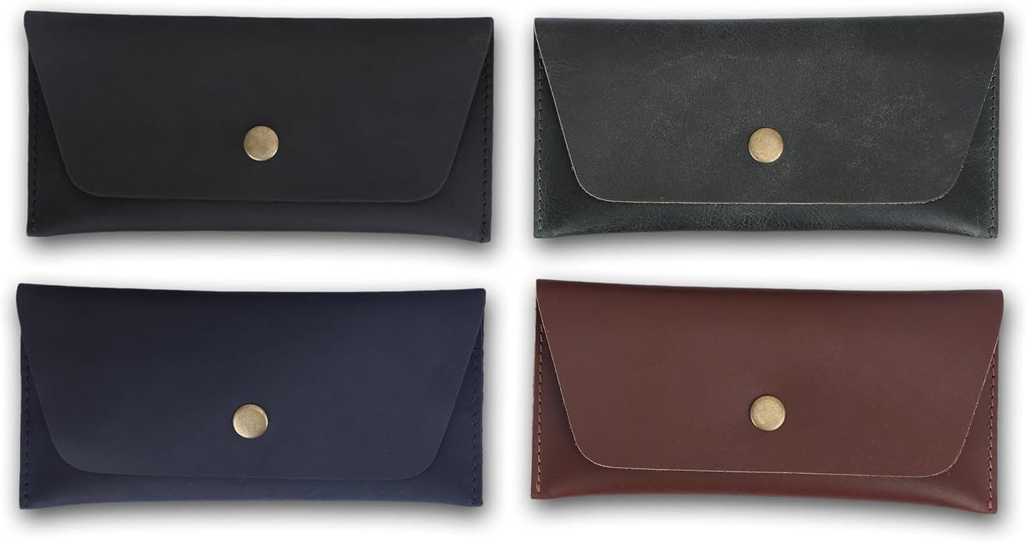 Leather Currency Pouch Dollar Bills Organiser Handmade Travel Wallet Utility Money Pouch Cash Currency Envelope- Blue