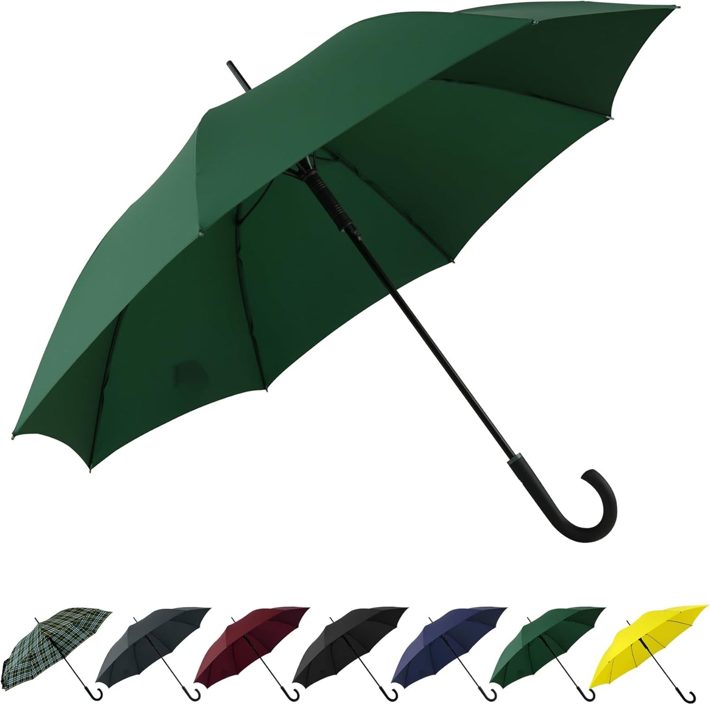 Large Stick Umbrella Windproof Automatic Open 50 Inch Umbrella with Hook Handle,Over Sized J Handle Umbrellas for Men and Women,Windproof Unbreakable Stick Rain Golf Umbrella.