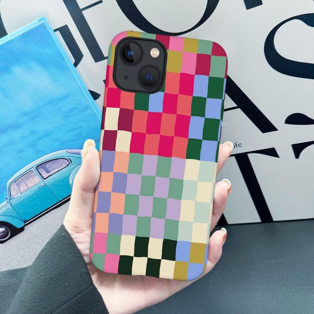 SEized Case Compatible with for iPhone 13,Colorful Checkerboard Phone Case for Girl Women Boy Men,Durable Protection Case for iPhone 13