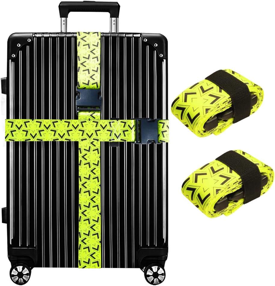 Luggage Straps for Suitcases TSA Approved Easy Pack Organized Suitcase Strap, Luggage Strap, Luggage Belt Strap, Bag Straps for Luggage. Buckle Straps Travel Accessories (Yellow)