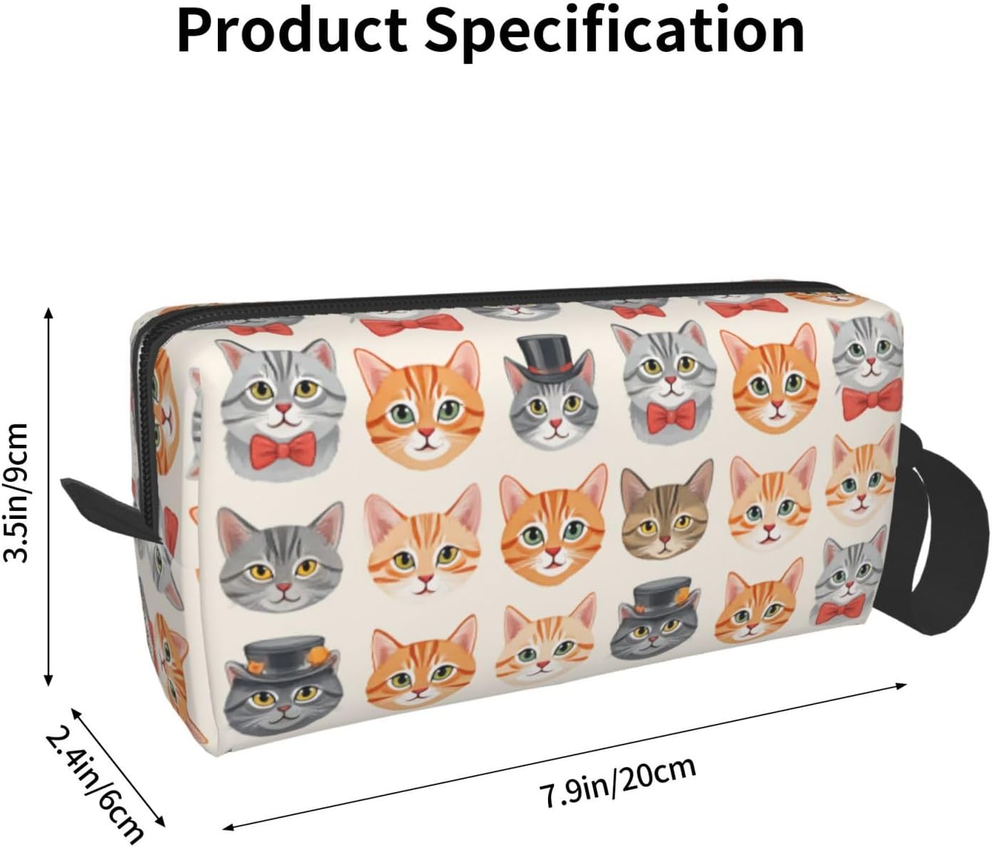 Charming Cat Collection Makeup Bag Small Compact & Durable Travel Cosmetic Bag Organizer Oxford Fabric Impact-Resistant Multi-Purpose Storage Perfect for Travel, Gym, Daily Use