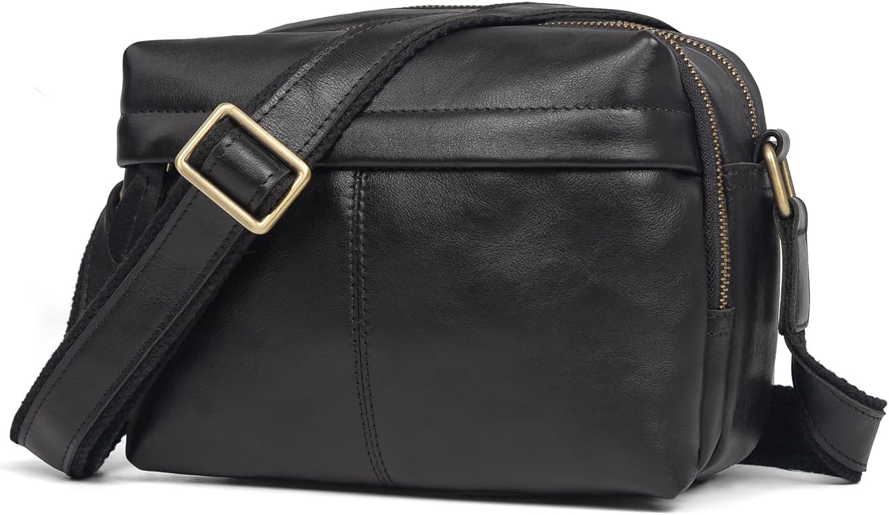 Augus Men's Leather Messenger Bag Shoulder Crossbody Backpack Bags Purse for Women Vintage