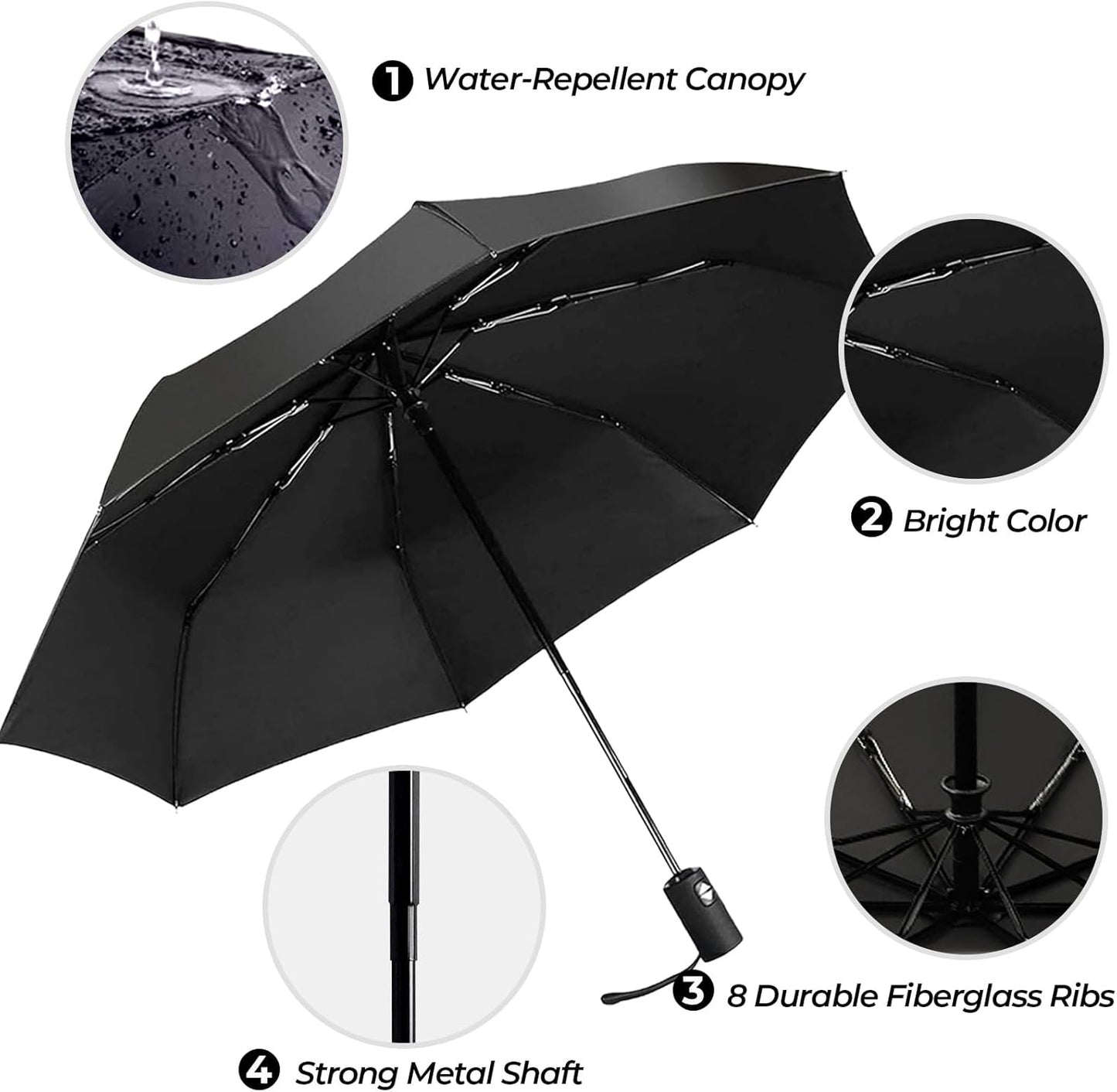 LLanxiry Compact Travel Umbrella, Mini Windproof Umbrellas for Rain & Sun, Small Lightweight Outdoor UV Umbrella, Portable Folding Umbrellas for Travel