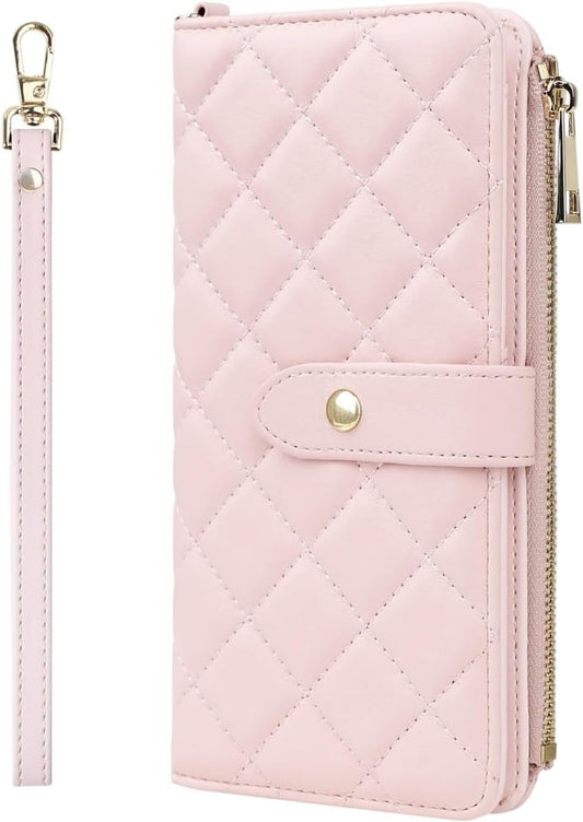 Genuine Leather Wallet RFID Blocking Passport Holder with Multiple Card Slots and Travel Pockets For Women men (Pink)