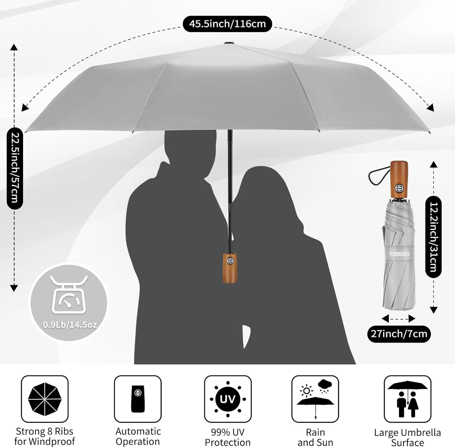 Yoobure Travel Umbrella Portable Compact Umbrellas, Pocket Mini for Purse, Umbrellas for UV Sun & Rain Small for Backpack, Umbrella with Case Folding for Kids Women