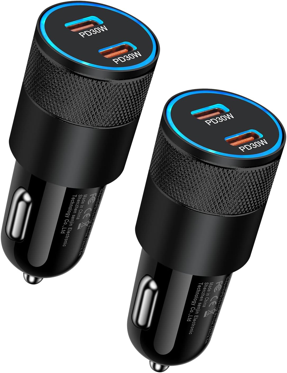 60W USB C Car Charger, 2 Pack AILKIN USB C Cigarette Lighter Adapter Fast Charging Dual Port PD3.0 Type C Car Charger Plug Compatible with iPhone 17 16 15 14 13Pro Max Galaxy S25/S24/23 Pixel 10 9Pro