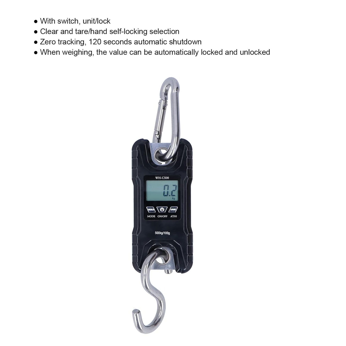 FLEXMAN Portable Electronic Hanging Scale LCD Display with ABS Engineering Plastic Shell 500kg (Adhesive)