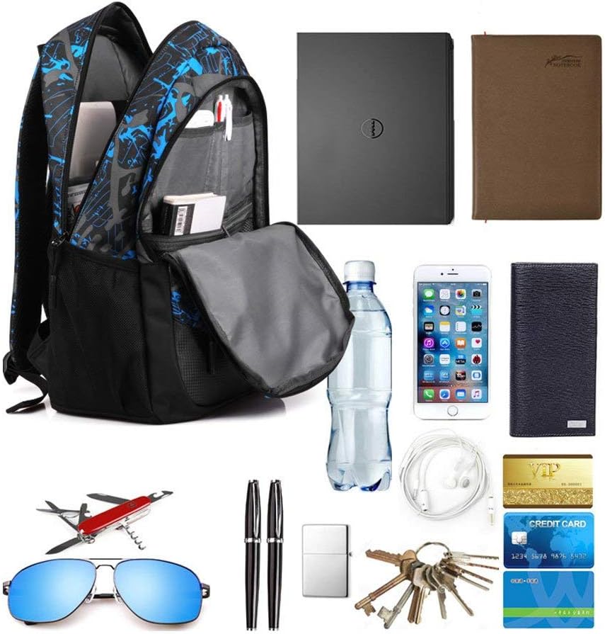 Laptop Backpack for Boys School Bags for Kids with USB Charging Port, Water Resistant School Backpack Travel Daypack 15.6" Laptop Bag with Lunch Bag and Pencil Case