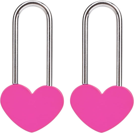 2 PCS Love Lock Heart Padlock, Rose Red Single Heart Wish Lock for Lovers Wedding, Valentines, Anniversary, Travel, Valentine's Day(No Key)