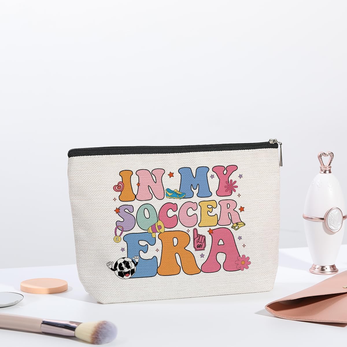 My Soccer Era Makeup Bag - Soccer Cosmetic Bag for Girls, Coach & Team Gifts, Football Lovers