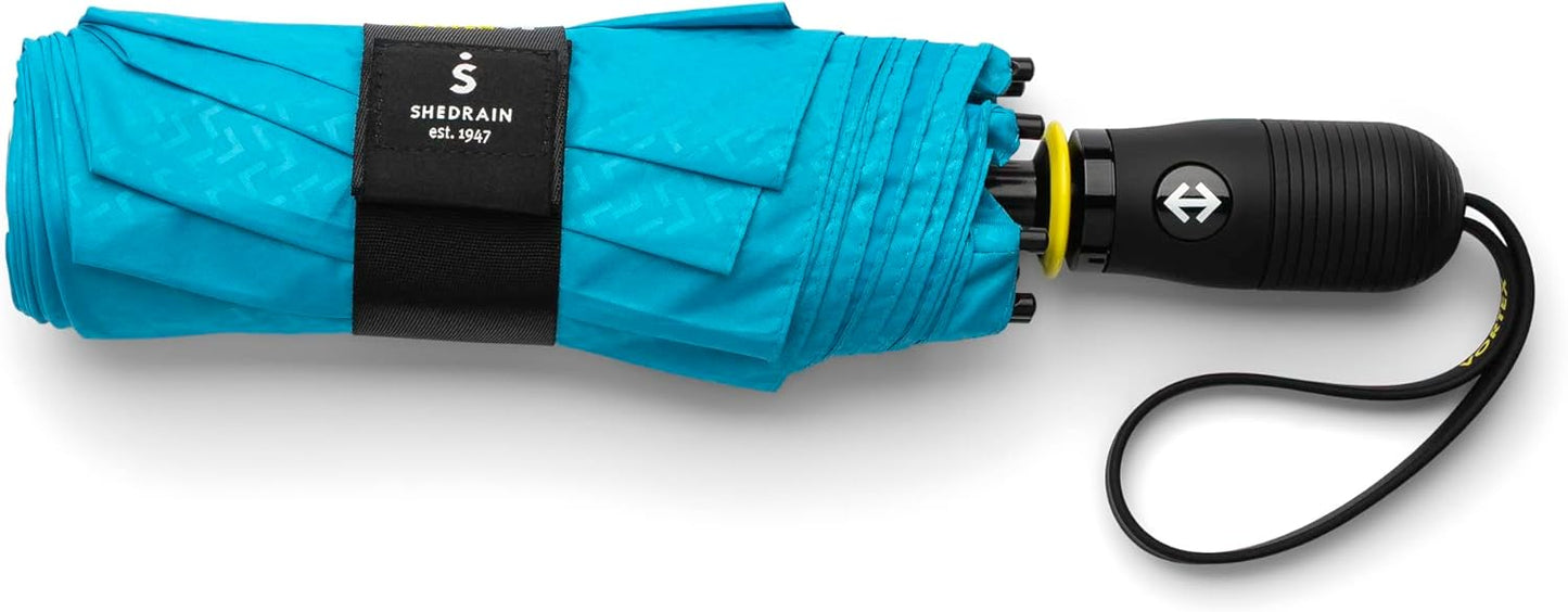 ShedRain Vortex Automatic Compact Folding Windproof Travel Umbrella – Rain & Windproof Vented Double Canopy – Protect from Rain, Sun & Wind - Wind Tunnel Tested to 75 mph