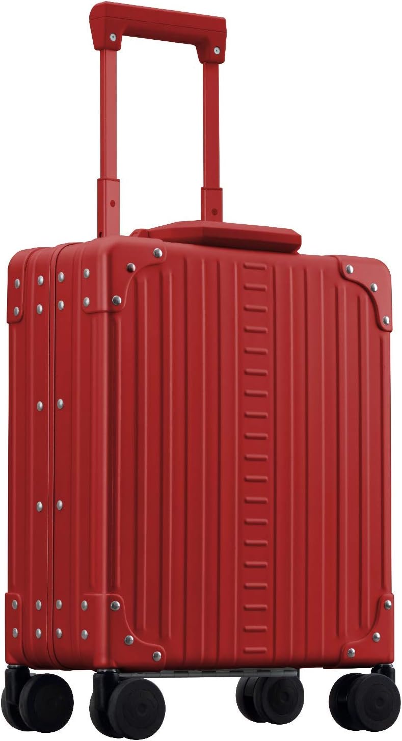 Aleon 16” Aluminum Vertical Underseat Carry-On Luggage - Luxury Business Briefcase with Wheels - Hardshell Suitcase for Airplane Travel (Ruby)