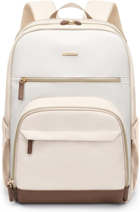 TENSTAR Laptop Backpack for Women, Computer Backpack Fit 16 Inch Notebook, Large Capacity College Backpack Bookbag Casual Daypack for Travel, Apricot