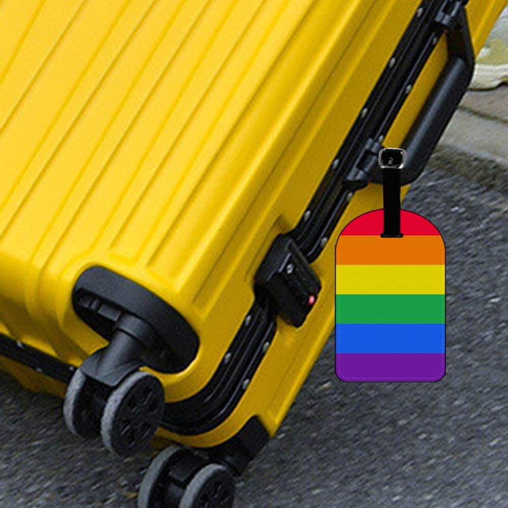 Rainbow Pride Gay Lesbian Contemporary Luggage ID Tag Carry-On Cards Leather Luggage Tag Suitcase Label - 1 pack