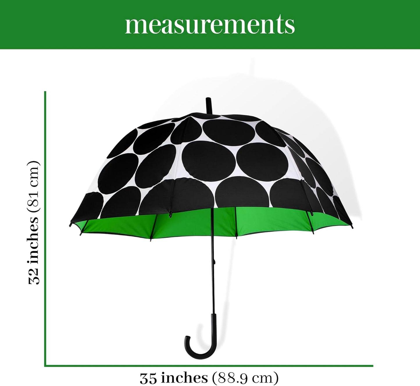 kate spade new york Bubble Umbrella in Cute Black Pattern for Adults, Use for Rain or Sun, Large Size, Joy Dot