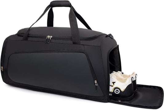 Waterproof Gym Bag with Shoe & Wet Compartment for Men/Women,Sports Duffle Bags for Workout/Fitness/Travel(Black,24.4"x12.6"x11.8")