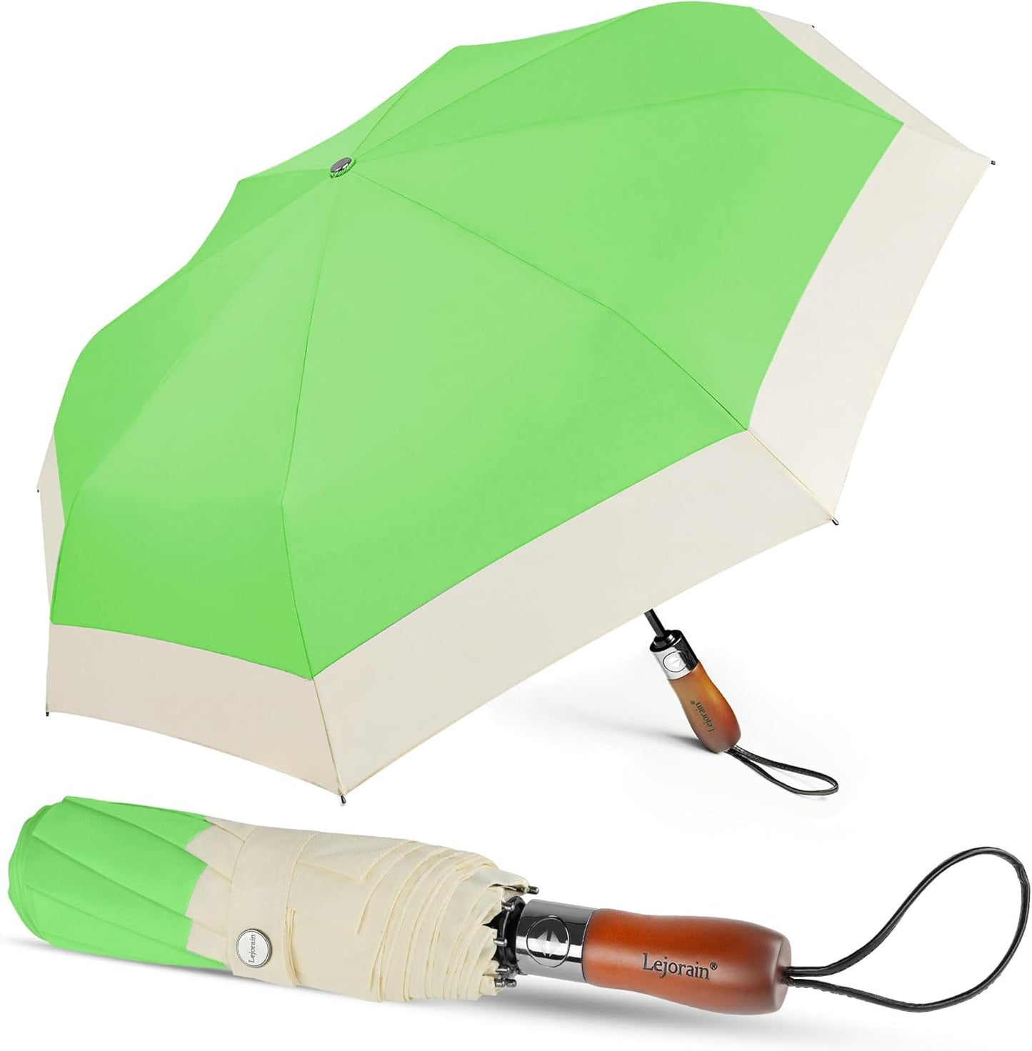 Lejorain Compact Golf Umbrella Large - 54inch Travel Big Portable Automatic Folding Umbrella Windproof for Men Heavy Duty 210T Dupont Teflon Coated Umbrella for Rain
