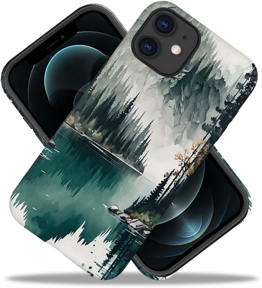 SEized Case Compatible with for iPhone 12,Mountain Forest Landscape Phone Case for Girl Women Boy Men,Durable Protection Case for iPhone 12