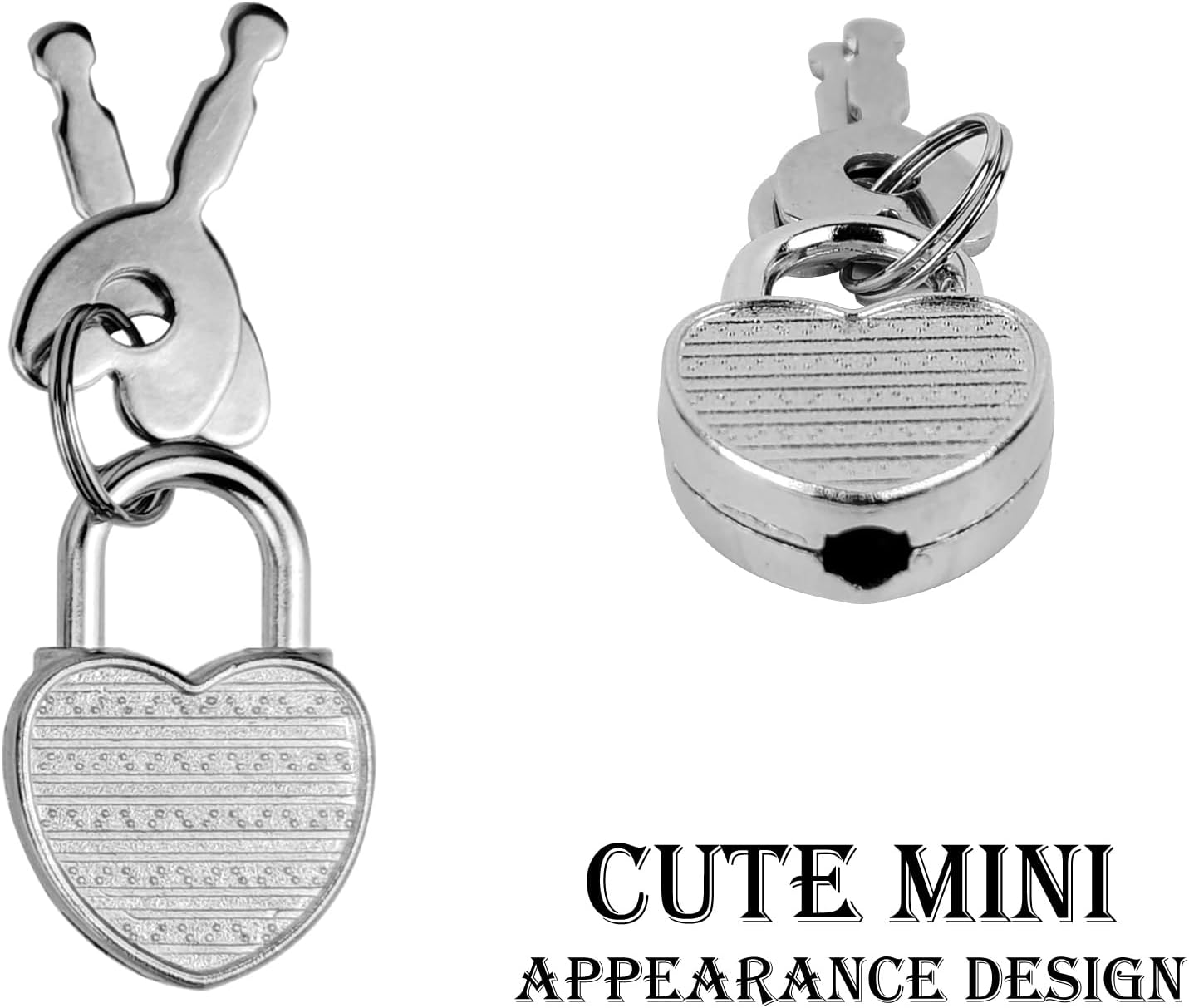 5 Pack Mini Diary Padlock, Small Locks with Keys, Tiny Luggage Locks for Travel, Journal, Jewelry, Backpack, Boxes (Heart, 5)