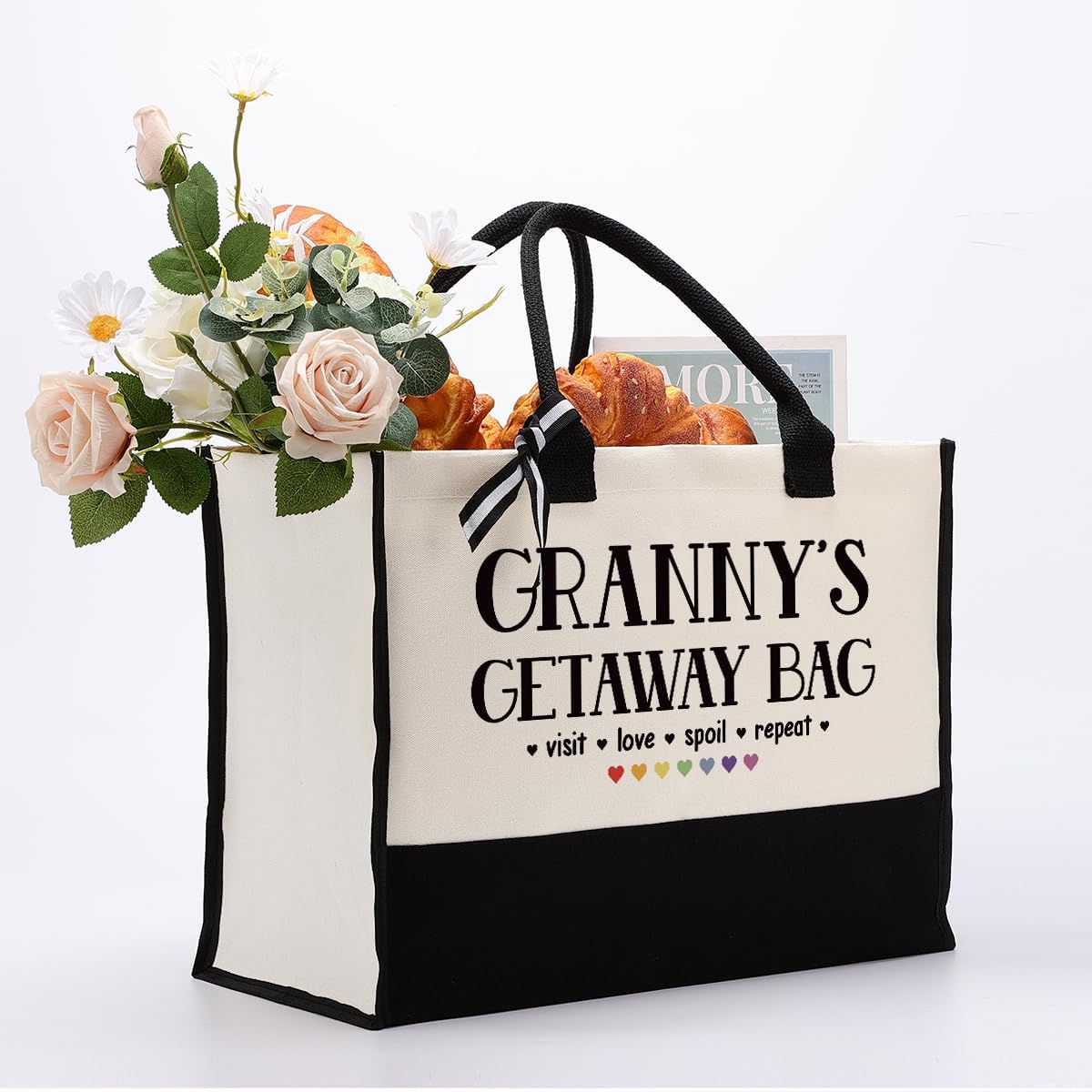 EDCTO Canvas Bag Gift for Granny, Granny Gift, Granny's Getaway Bag, Cotton Canvas Tote Bag, Reusable Shopping Bag, Women Canvas Bag Gift for Granny, Birthday Mother's Day Gift for Grandma