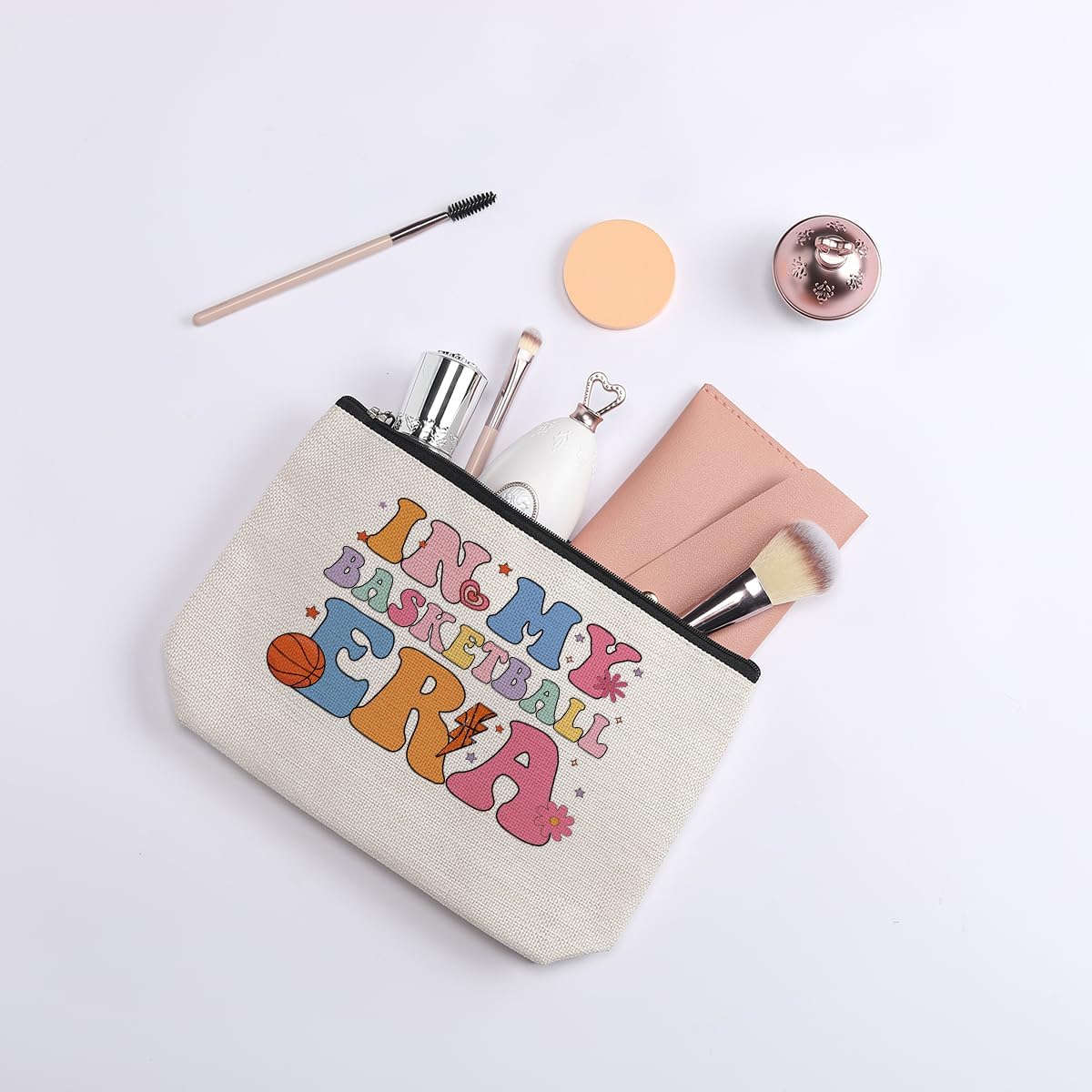 In My Basketball Era Makeup Bag Cosmetic Bag Basketball Gifts for Boys Girls Coach Teenager Birthday Christmas Gifts for Basketball Fans Friends Basketball Players Team Gifts