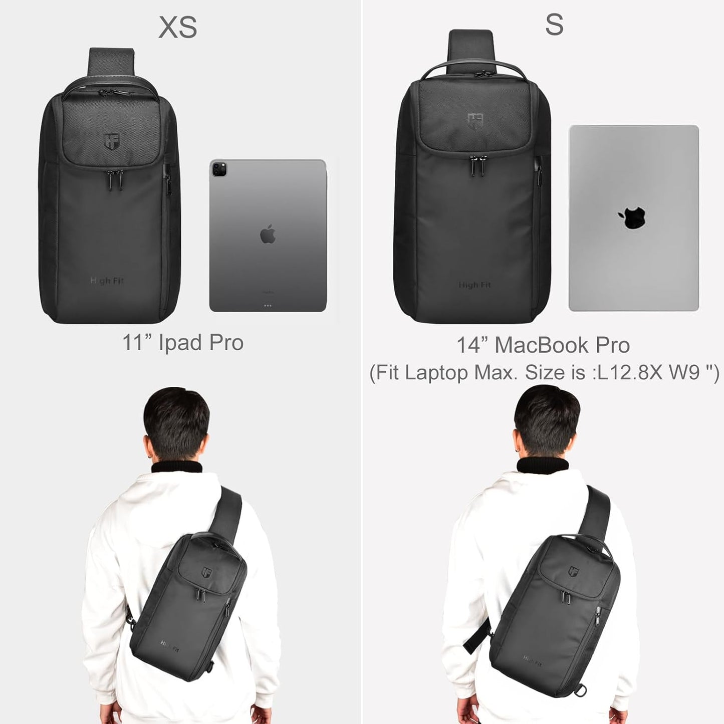 Sling Bag Crossbody Backpack Compact EDC Daypack for Men Minimalist Chest Shoulder bag 11 inch iPad Pro M4/ iPad Air M2