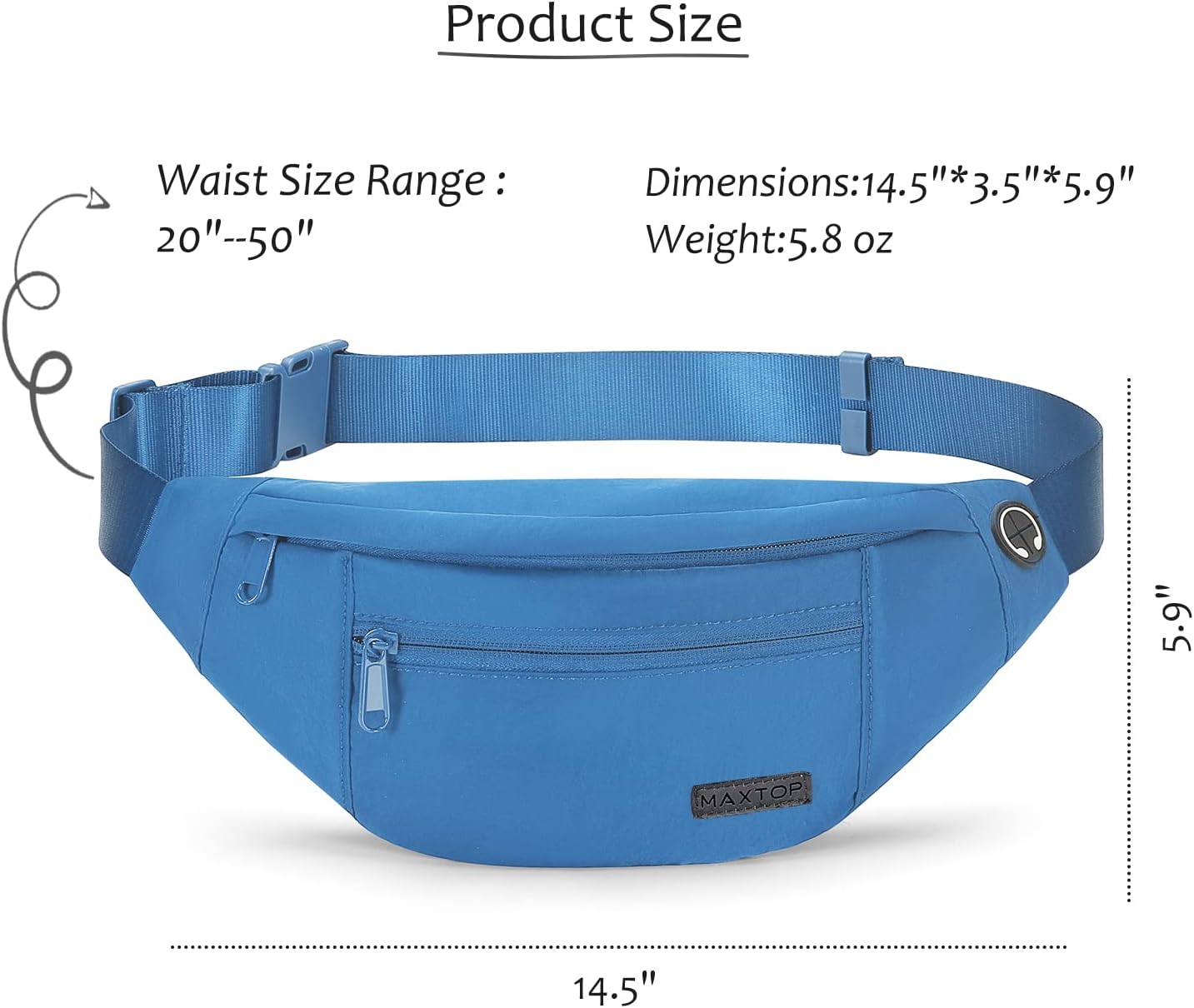 MAXTOP Large Crossbody Fanny Pack with 4-Zipper Pockets,Gifts for Enjoy Sports Festival Workout
