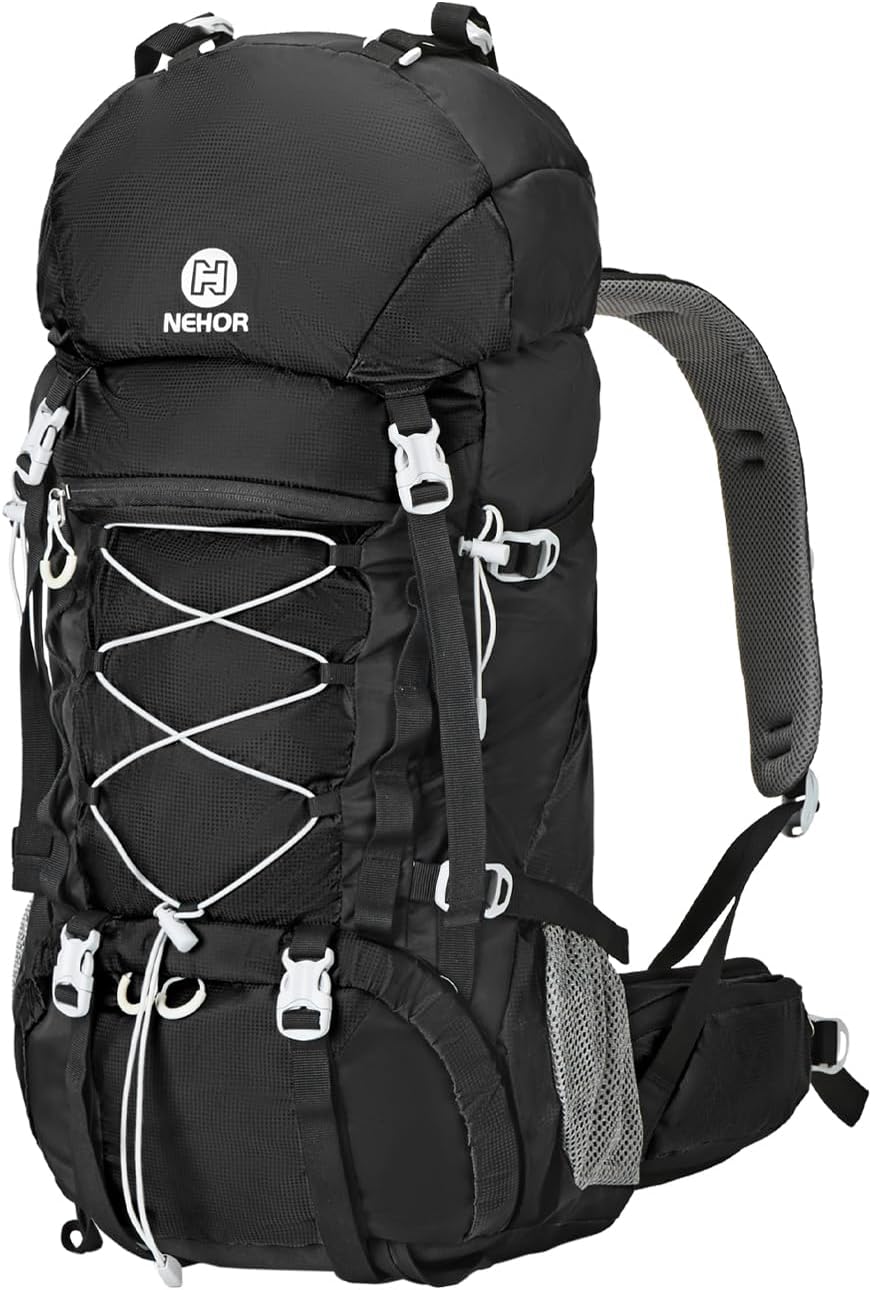 60L Hiking Backpack Water Resistant Camping Backpack with Rain Cover Large Outdoor Travel Daypack for Men Women (01-Black)