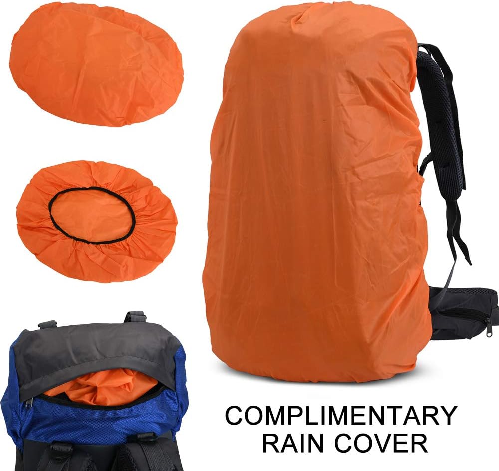 Bseash 60L Internal Frame Waterproof Hiking Camping Backpack with Rain Cover, Large Outdoor Sport Travel Daypack Rucksack