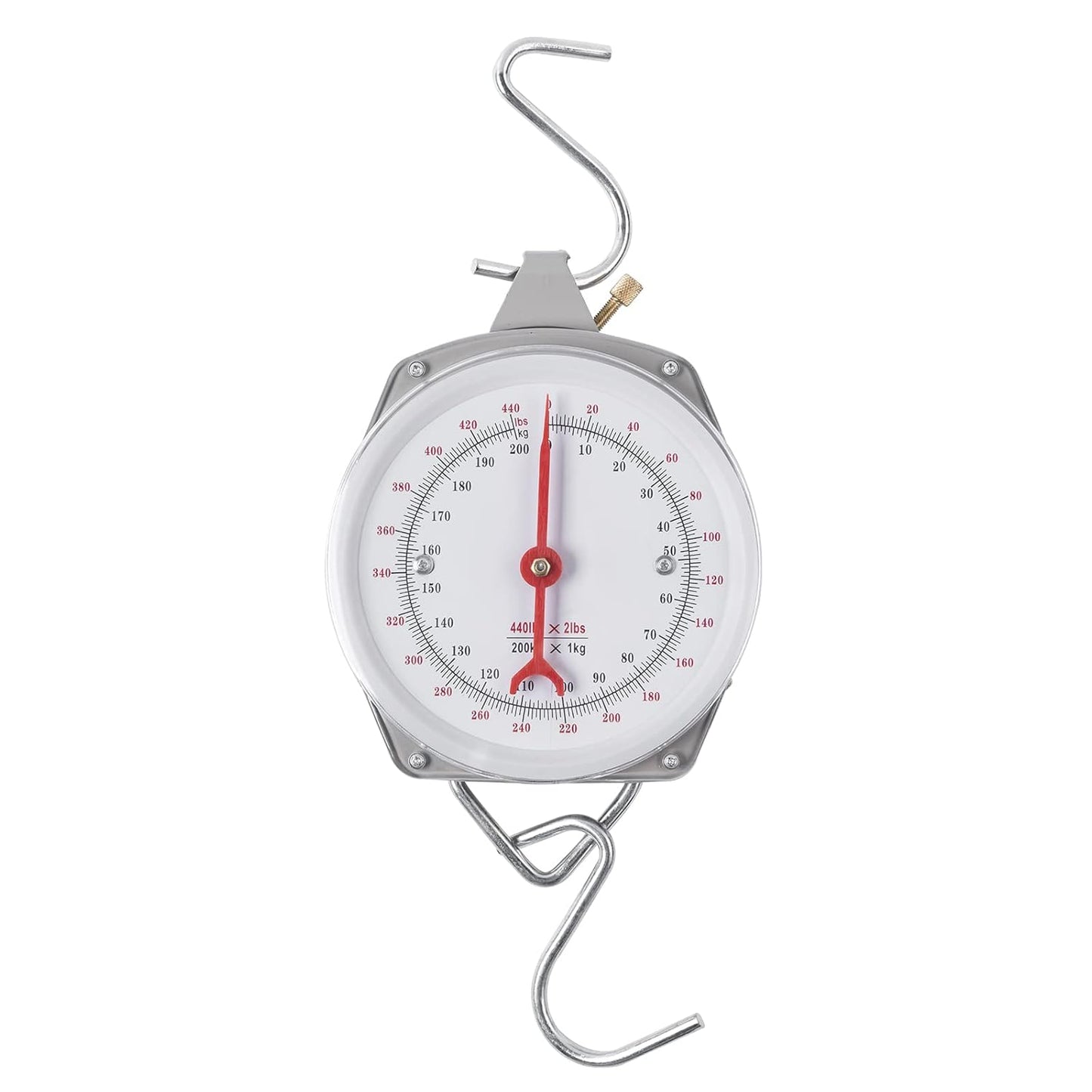 Mechanical Hanging Scales 440lb/200kg, High Accuracy Large Display Spring Dial Weight Scale Big Game Scale for Kitchen Fishing Hunting Farms
