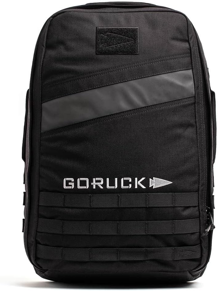 GORUCK Rucker 4.0 25L Black with White Embroidery - Purpose Built Rucking Backpack, Military Weight Training Rucksack w/Ruck Plate Pocket and Extra Padded Straps