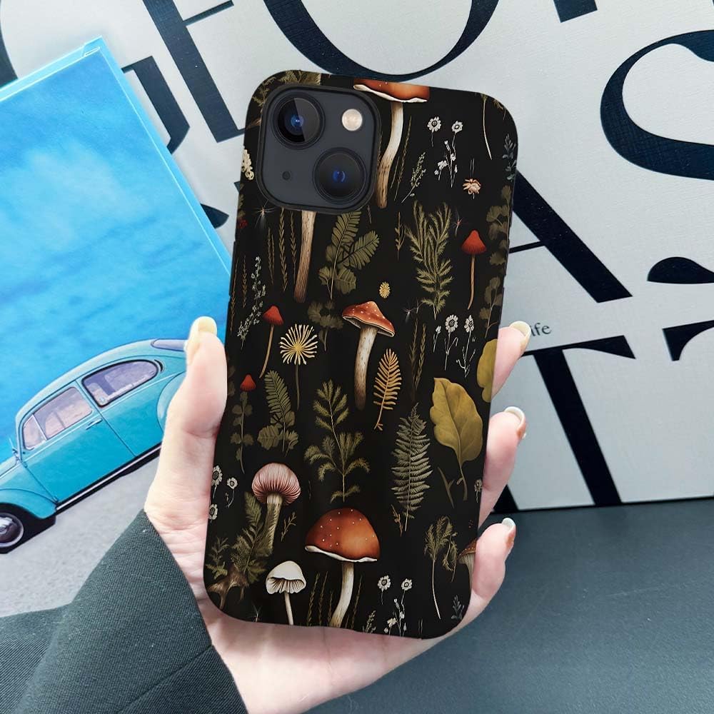 SEized Case Compatible with for iPhone 13,Vintage Mushroom Snail Daisy Leaf Phone Case for Girl Women Boy Men,Durable Protection Case for iPhone 13