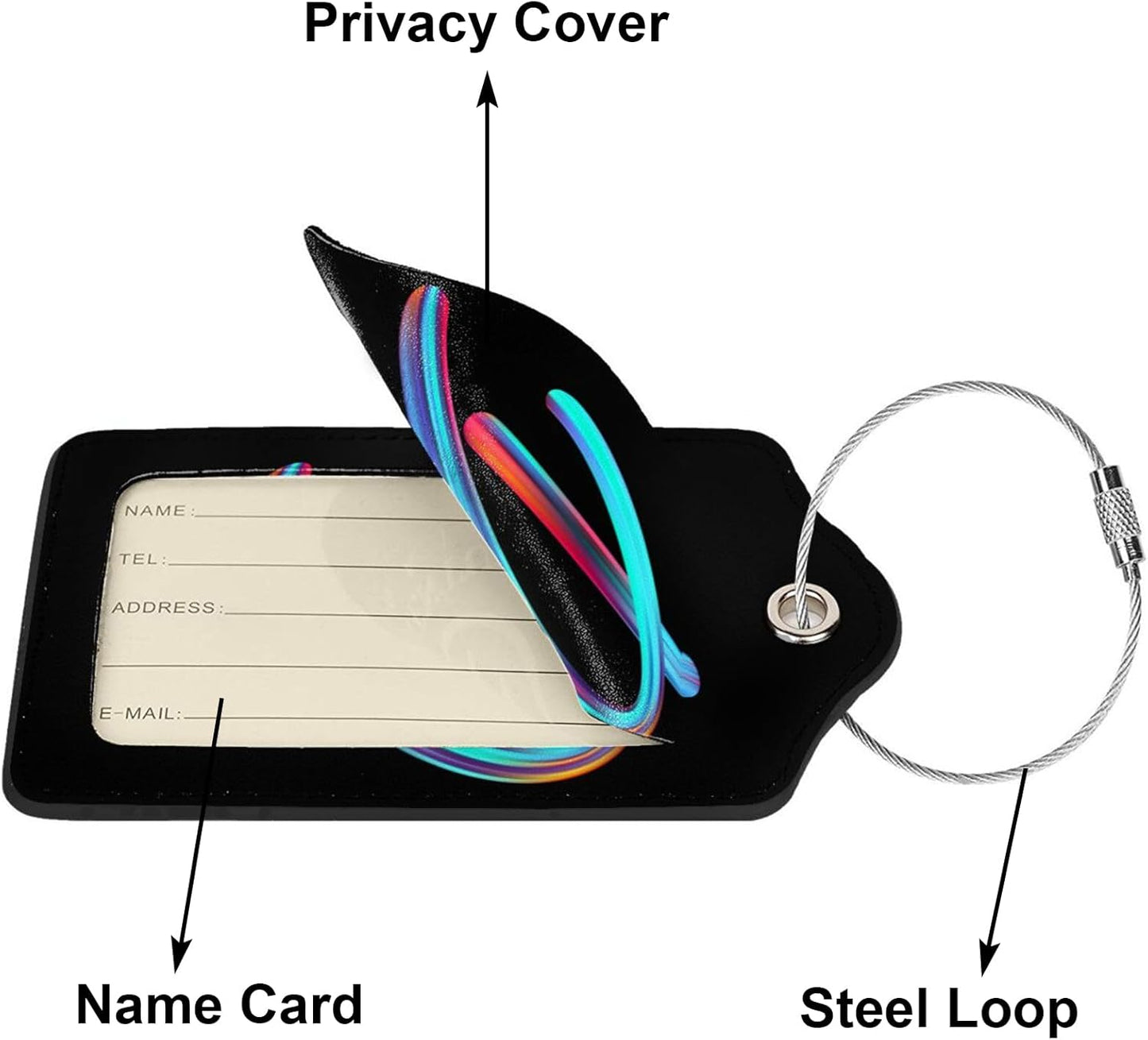 2 Pack Initial Luggage Tags for Suitcase, Colorful Letter Design Cruise Name Bag Tags, Novelty Baggage Identifiers with Full Privacy Cover, Leather ID Label for Women Men Kids Travel, Rainbow Letter D
